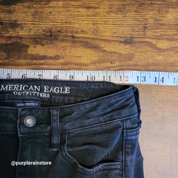 American Eagle Jeans 2 S Super Hi Rise Jegging Super Stretch X Black Wash Denim - Picture 7 of 12